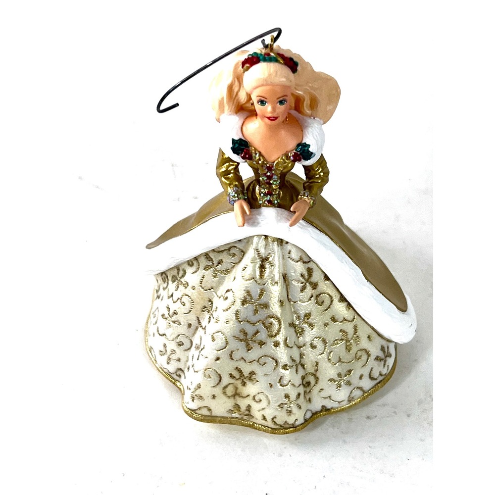 Hallmark Keepsake 1994 Holiday Barbie Christmas Ornament Gold White Vintage